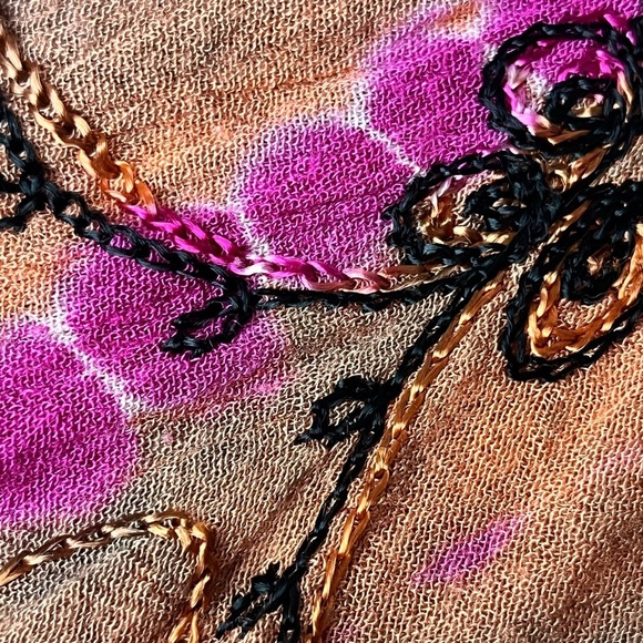 Ocean Breeze Knit Tunic Top Women’s One Size Pink Boho Hippie Sheer Embroidered - Picture 11 of 12